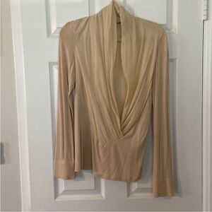 Guess by Marciano Draped Neck Tan Blouse